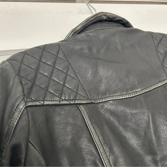 AllSaints cargo distressed leather moto jacket black 4 - Picture 11 of 13